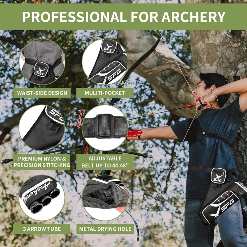 SP.G Arrow Quiver Archery Hip Quiver, Durable Adjustable Waist Belt Three Arrows Tube for Arrow Storage Compound Bow Recurve Bow Accessories - Image 5